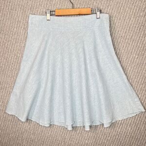 Faith & Zoe Linen Blend A-Line Skater Skirt Blue XL Fairycore Western Lightweigh